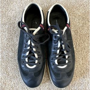 Gucci Low Top Leather and Suede Black Lace Sneakers Size 8